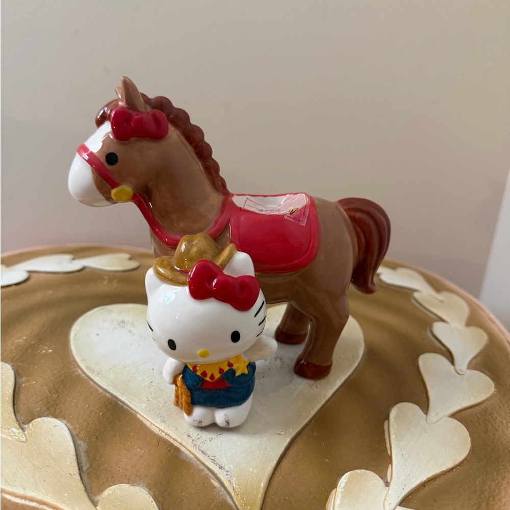 Blue Sky Hello Kitty & Horse Howdy Partner Ceramic Tealight Candle Holder